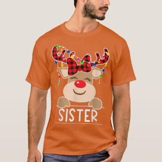 Red Play Reindeer Sister jul Light Christma T Shirt