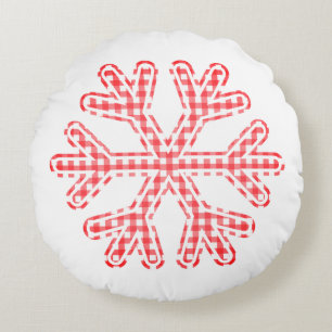 Red Play Rustic Snowflake-Helgdag Rund Kudde