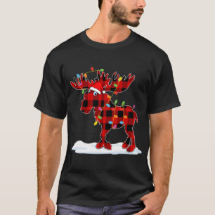 Red Play Santa Moose Julafton Ljus Animal Lover Fa T Shirt