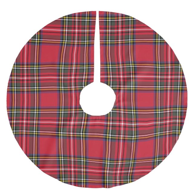 Red Play Scottish Tartan Helgdag Julgransmatta Borstad Polyester (Framsidan)