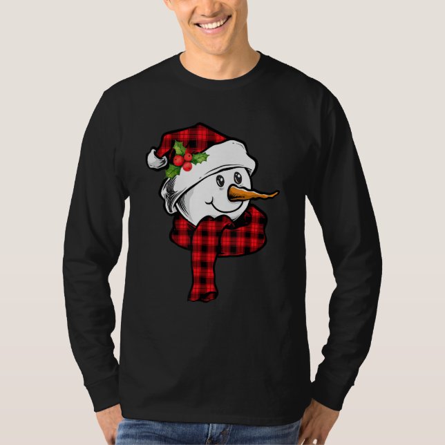 Red Play Snögubbe Ansikte Julafton T Shirt (Framsida)