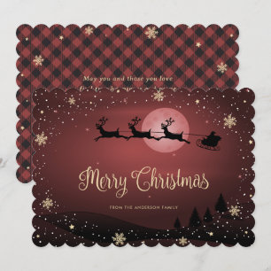 Red Play Snowflake Reindeer Jultomten Julkort