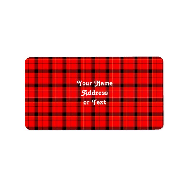 Red Play Tartan Mönster Adressetikett (Framsidan)