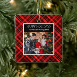 Red Play Tartan Photo God jul Julgransprydnad Keramik