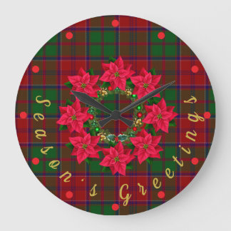 Red Play Tartan Poinsettia jul Stor Klocka