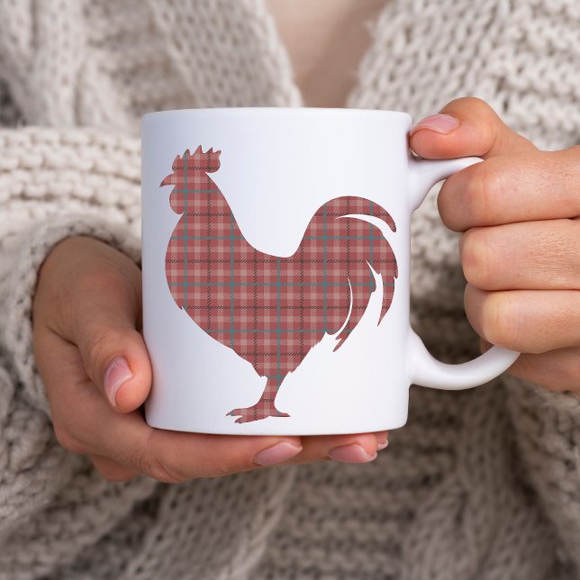 Red Play Tupp Kaffemugg (red plaid rooster mug)
