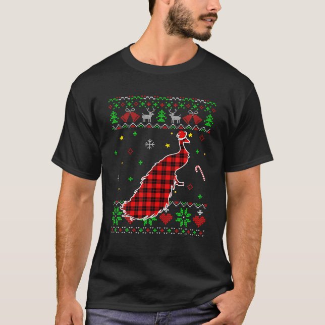 Red Play Ugly Sweater jul Animals Peacock L T Shirt (Framsida)