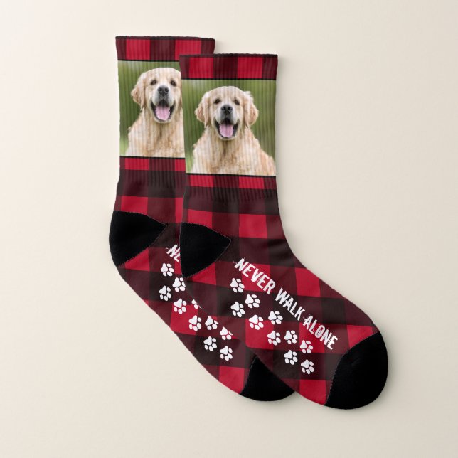 Red Play Walk Alone Anpassningsbar Hund Pet Photo Strumpor (Par)