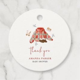 Red Play Winter Clothes baby Shower Tack Gåvor Etiketter