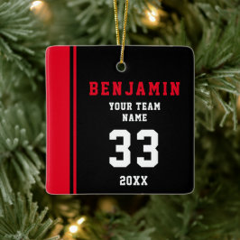 Red Player Namn Number Team Sports Kids Keepsaké Julgransprydnad Keramik