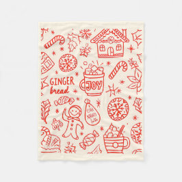 Red Playful Hand plockade Doodle Whimsical jul Fleecefilt