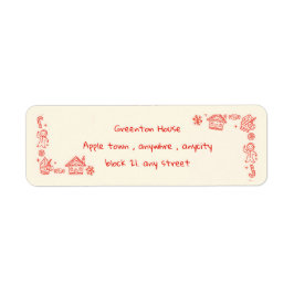 Red Playful Hand plockade Doodle Whimsical jul Returadress Etikett