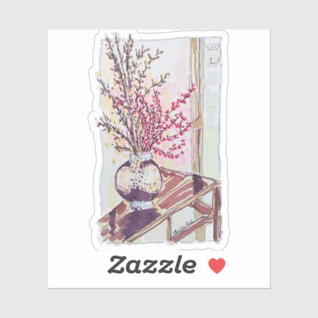 Red Plum Blossoms Klistermärken (Ark)