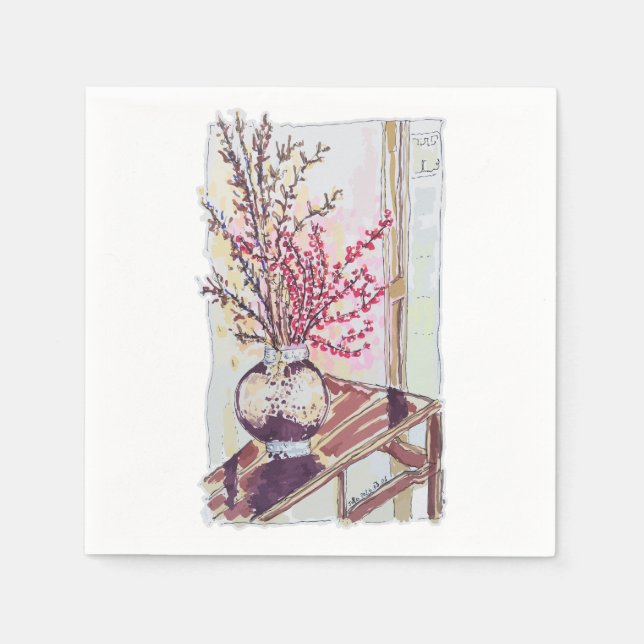 Red Plum Blossoms Pappersservett (Framsidan)