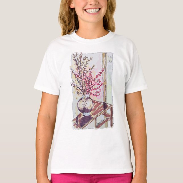 Red Plum Blossoms T Shirt (Framsida)