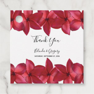 Red Plumeria Frangipani Bröllop Gift Gåvor Etiketter