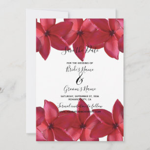 Red Plumeria Frangipani Bröllop spara datum Datumet