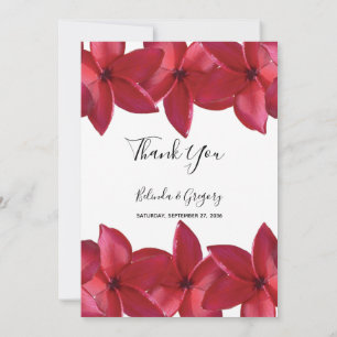 Red Plumeria Frangipani Bröllop Tack Kort