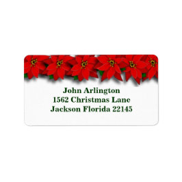 Red Poinsetta Adressetiketter
