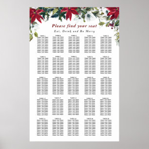 Red Poinsettia 25 Bord JulSÄTE CHART Poster