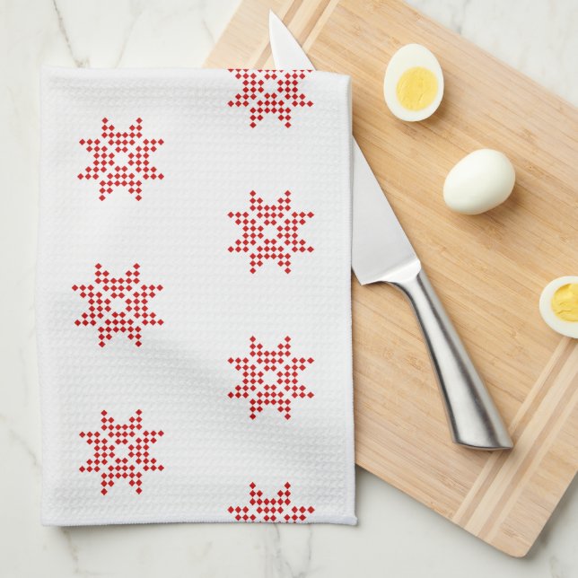 Red Poinsettia, Abstrakt Jul Kökshandduk (Vikt i Fjärdedel)