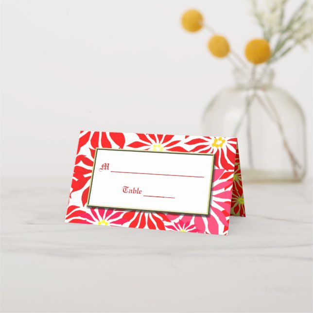 Red Poinsettia Anpassningsbar Place Cards Placeringskort (Framsida)