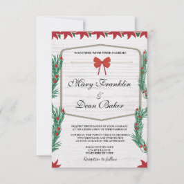 Red Poinsettia Blommigt: Jul Watercolor Bröllop Inbjudningar