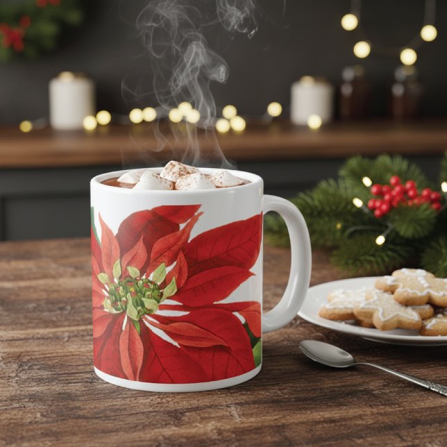 Red Poinsettia Blommigt Jumbo Mugg (Skapare uppladdad)