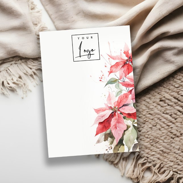 Red Poinsettia Blommigt Logotyp Blank Jewelry Hold Visitkort (Skapare uppladdad)