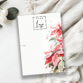 Red Poinsettia Blommigt Logotyp Necklace Holder Visitkort