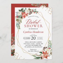 Red Poinsettia Blommigt Möhippa jul Inbjudningar