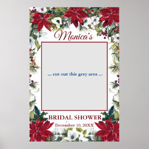 Red Poinsettia Blommigt Möhippa Photo Prop Poster