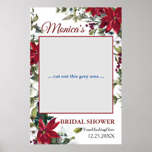 Red Poinsettia Blommigt Möhippa Photo Prop Poster