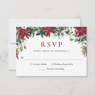 Red Poinsettia Blommigt OSA kort jul