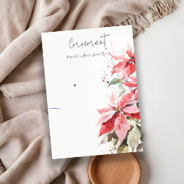 Red Poinsettia Blommigtar Earring Necklace Holder Visitkort