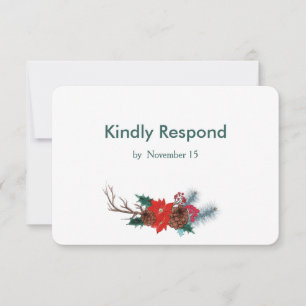Red Poinsettia Bouquet Bröllop OSA Kort