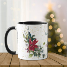 Red Poinsettia Bouquet Guld Glitter jul