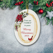 Red Poinsettia Cardinal Guld Ram jul