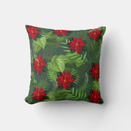 Red poinsettia christmas Blommor dekorativ kudde