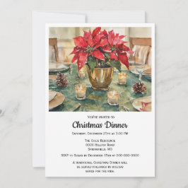 Red Poinsettia Christmas Dinner Inbjudningar