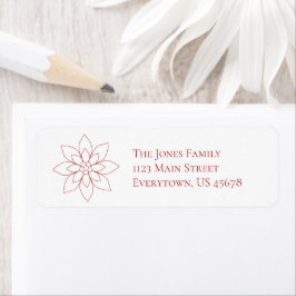 Red Poinsettia Christmas Return Address Label  Returadress Etikett