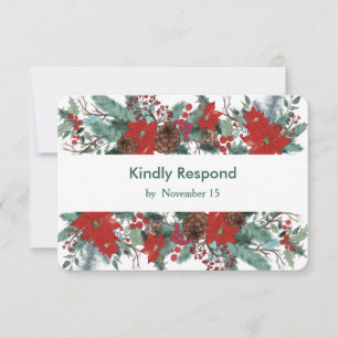 Red Poinsettia Dinner Choice Bröllop OSA Kort