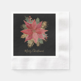 Red Poinsettia Flower God jul Party Papper Pappersservett
