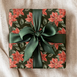 Red Poinsettia Flowers Festive-Helgdagar Presentpapper