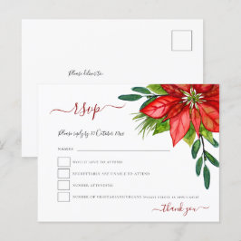 Red Poinsettia Foliage-Bröllopet OSA Inbjudan Vykort