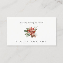 Red Poinsettia Gräs Cone Festive Gift Certificate Visitkort