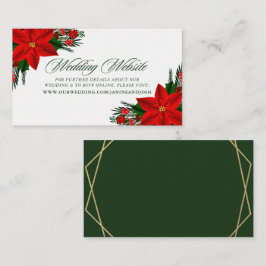 Red Poinsettia Gräs Greenery Bröllop webbplats Tilläggskort