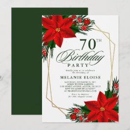 Red Poinsettia Greenery jul Birthday Inbjudningar