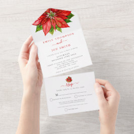 Red Poinsettia Guest Adress jul Bröllop