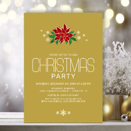 Red Poinsettia Guld minimalistisk jul Party Inbjudningar
